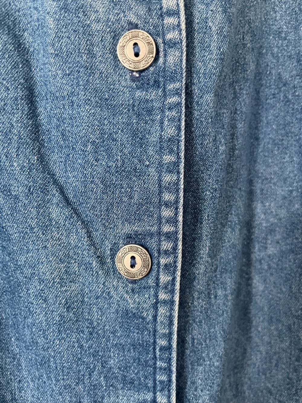 Vintage 90s Denim Midi Skirt | Button Front | A-Line - Picture 8 of 9